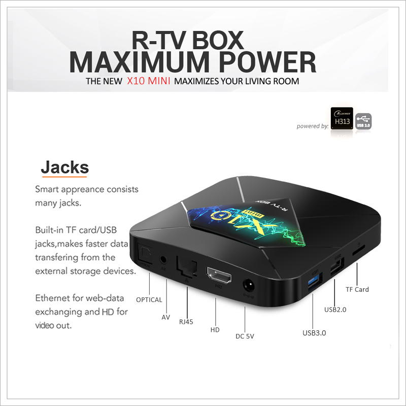 2020 Newest Android tv box R-TV BOX X10 mini 1gb 8gb 2gb 16gb Allwinner H313 Quad Core wifi Android 10 TV Box