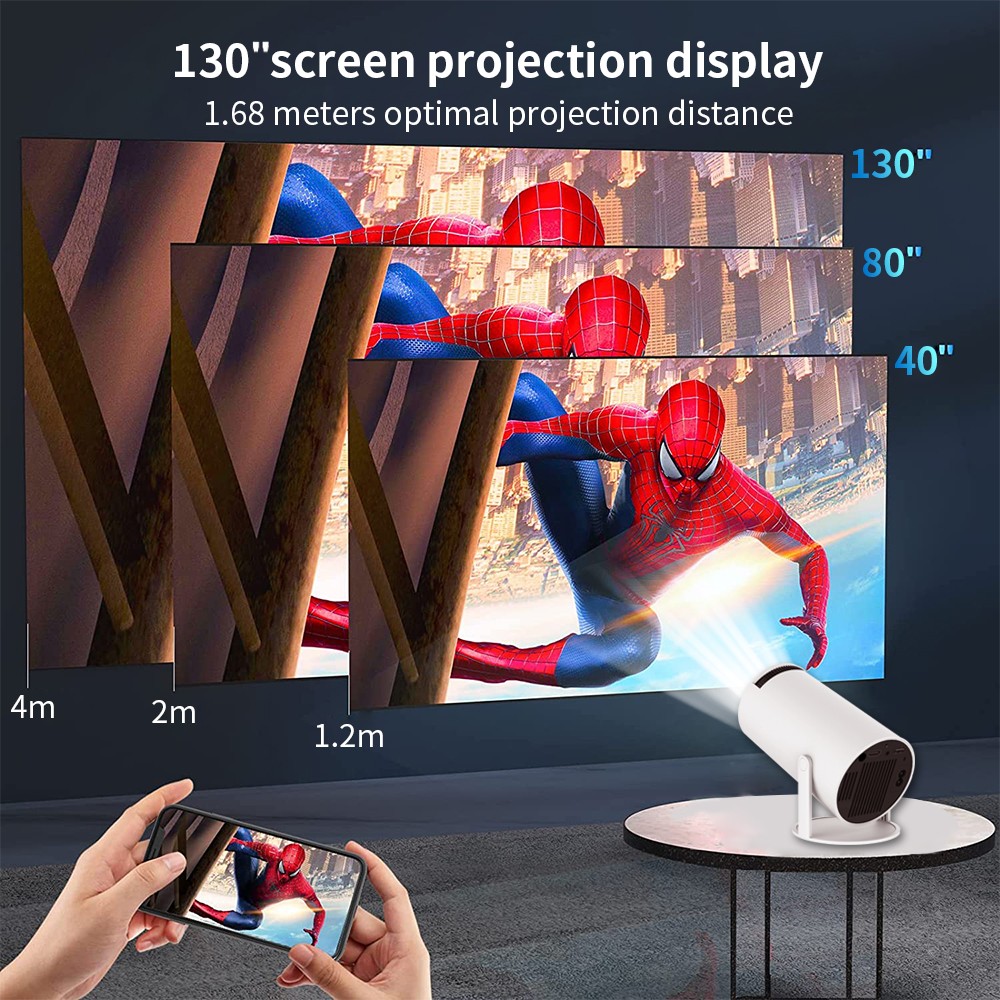 2023 Newest Android Portable Projector  360 degrees flip WIFI2G4G5G Bluetooth Hometheater projector