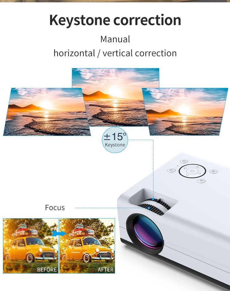 Portable Size Projector 8K 1080P WIFI And Bluetooth Android Support Mobile Phone USB Connecting Black and White Easy carrying projector