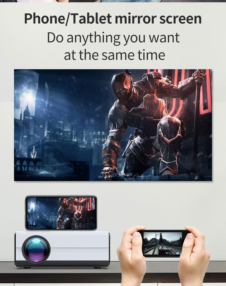 Portable Size Projector 8K 1080P WIFI And Bluetooth Android Support Mobile Phone USB Connecting Black and White Easy carrying projector